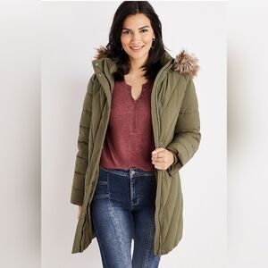 Maurices Olive Faux Fur Hood Puffer Coat NWT Size Xlarge